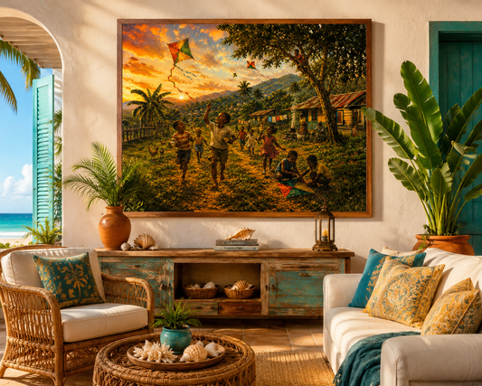Kites at Sunset – Caribbean Childhood Memories ( Wall Art)