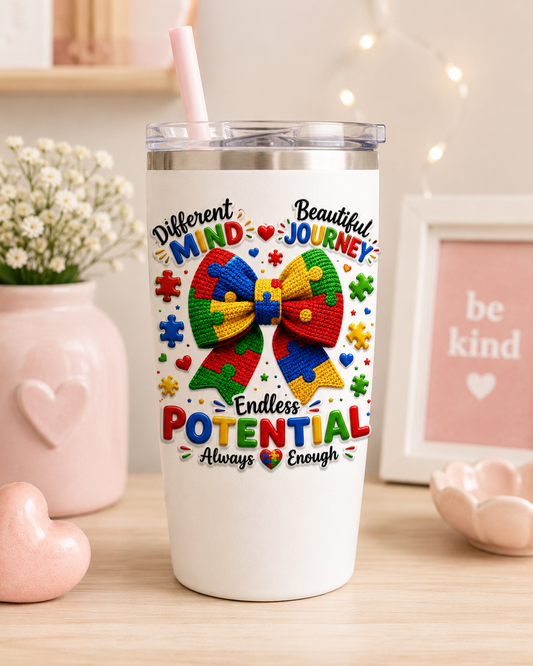 Different Mind, Beautiful Journey – Endless Potential PNG | Autism Awareness Digital Design