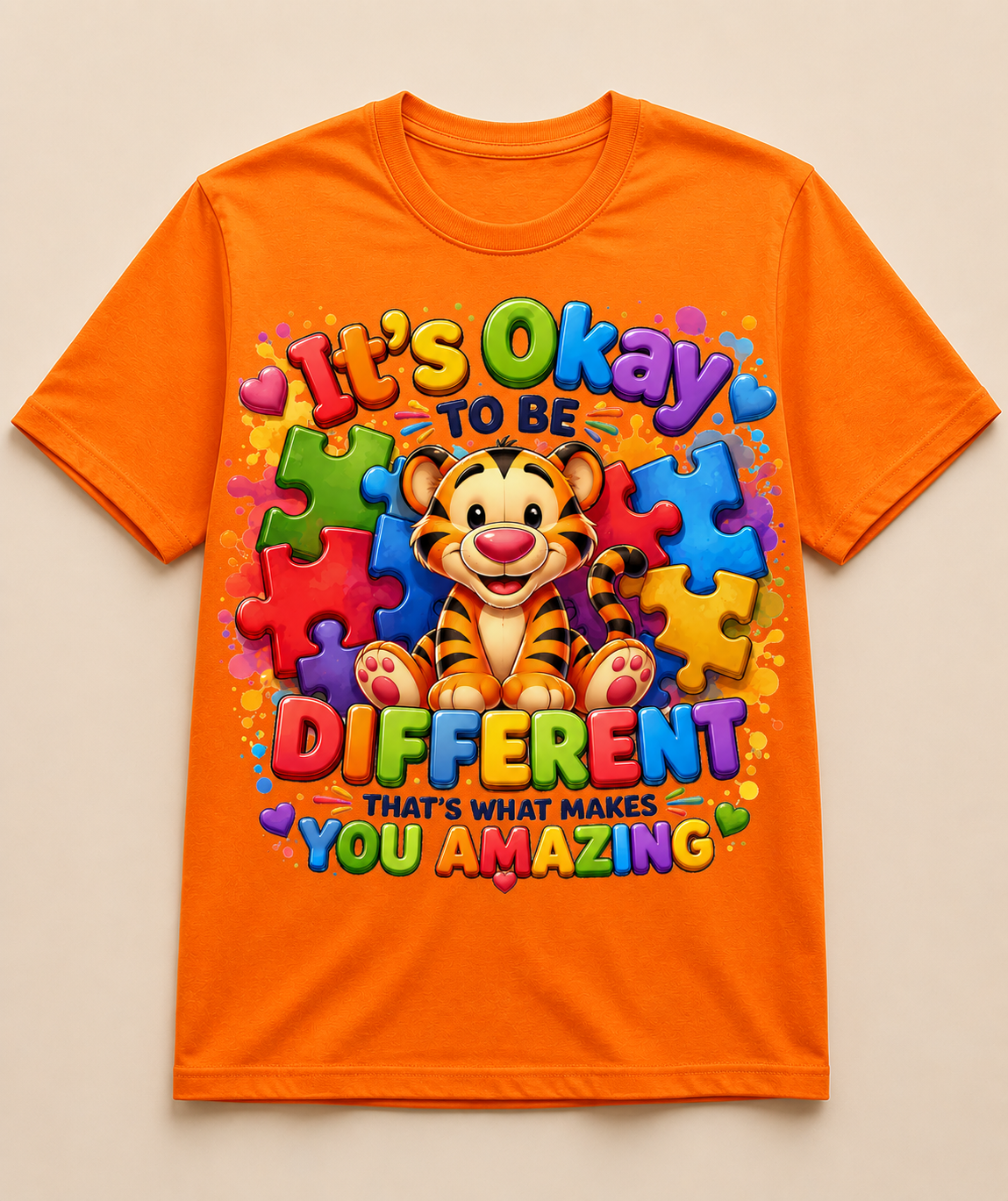 It’s Okay To Be Different – Cute Tiger Autism Awareness PNG Design