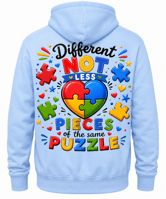Different Not Less – Autism Awareness Puzzle PNG Design