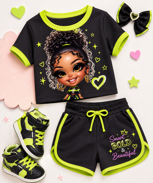 Jamaican Princess Chibi Girl PNG Bundle | Cute Melanin Cartoon Character Digital Download