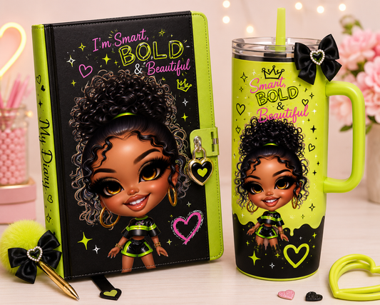 Jamaican Princess Chibi Girl PNG Bundle | Cute Melanin Cartoon Character Digital Download