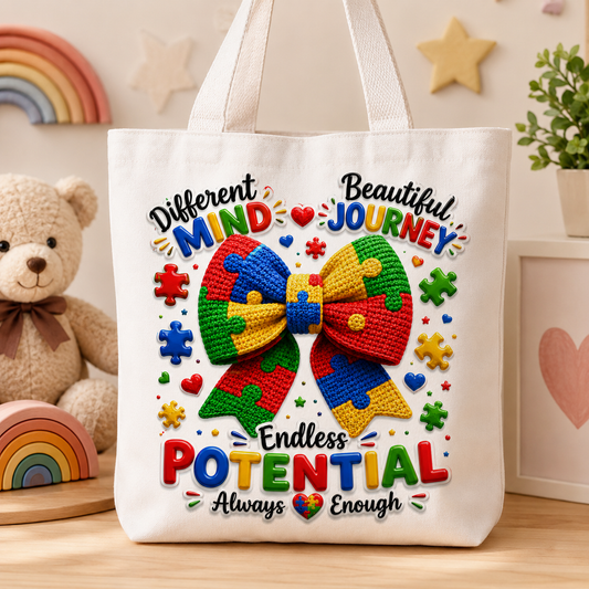 Different Mind, Beautiful Journey – Endless Potential PNG | Autism Awareness Digital Design