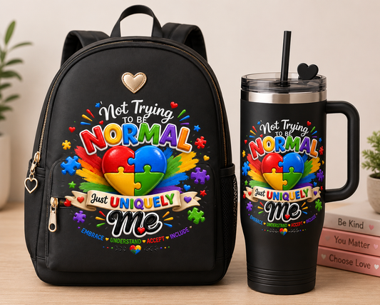 Not Trying To Be Normal, Just Uniquely Me – Autism Awareness PNG Design