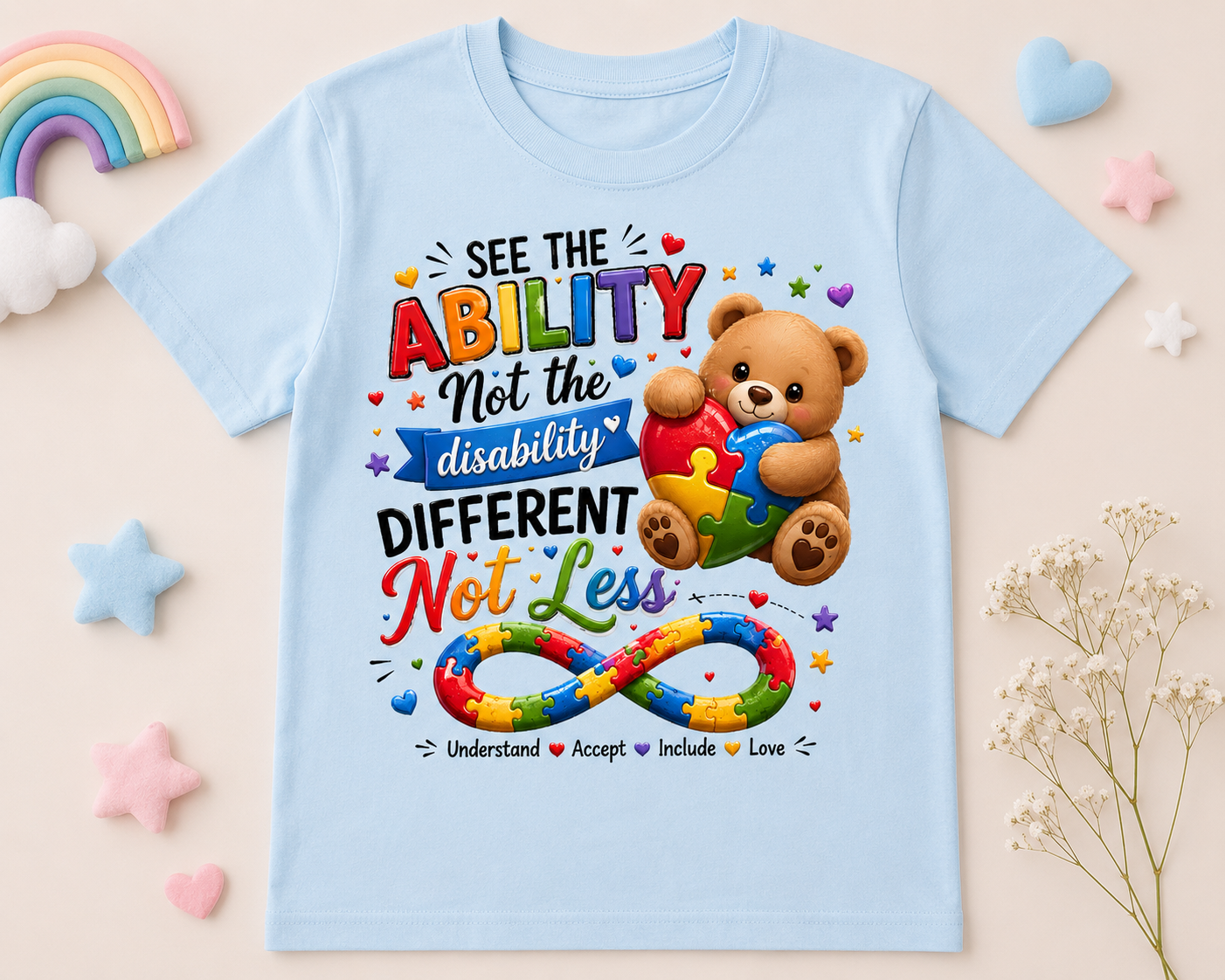 See The Ability Not The Disability – Autism Awareness Teddy Bear PNG