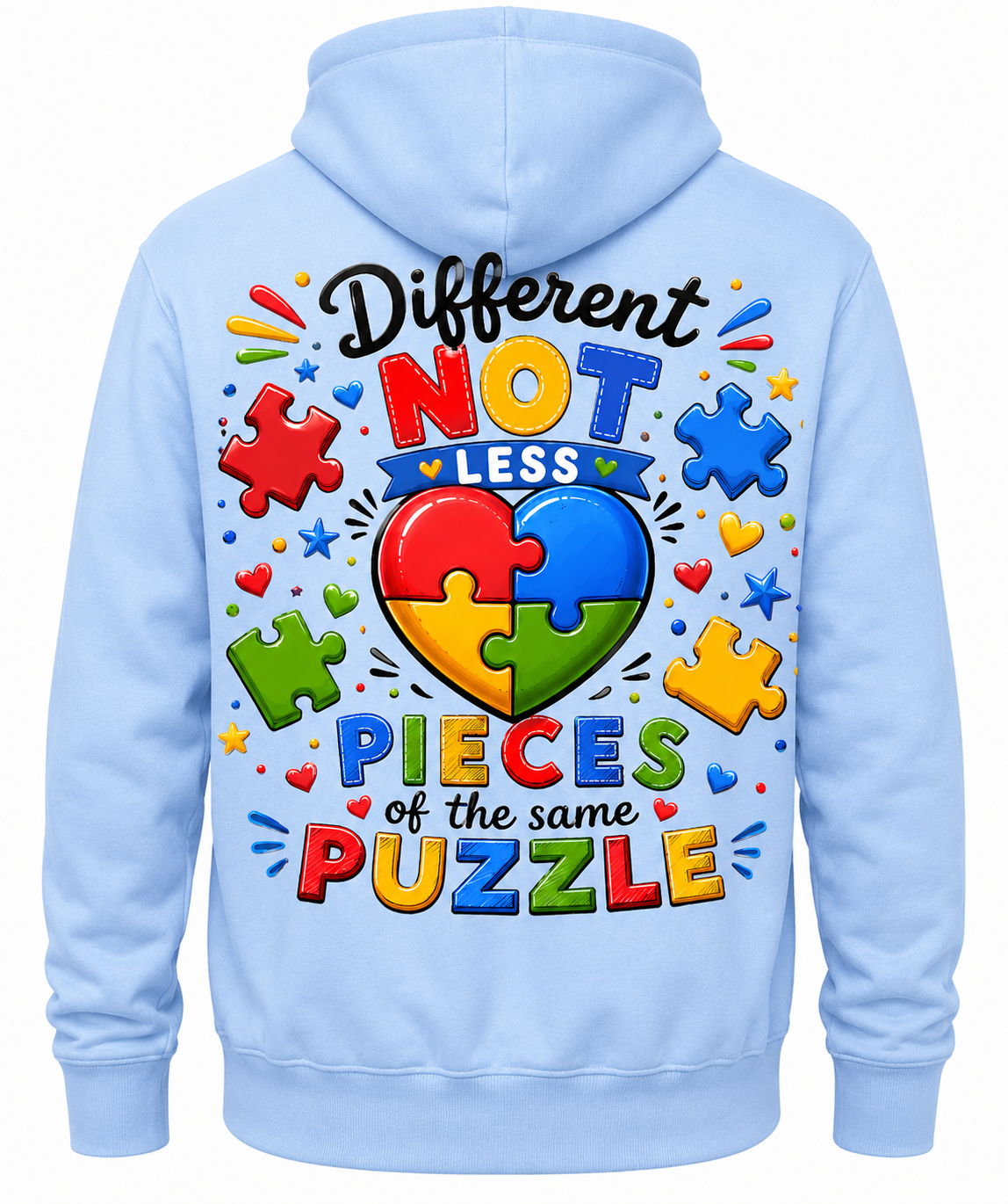 Different Not Less – Autism Awareness Puzzle PNG Design