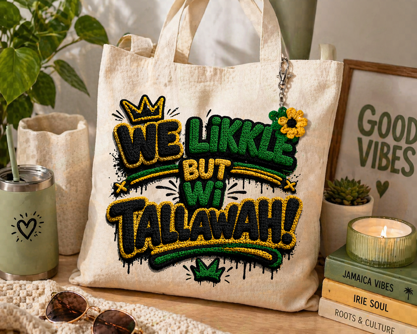 We Likkle But Wi Tallawah – Crochet Texture Style PNG (HD Digital Download)