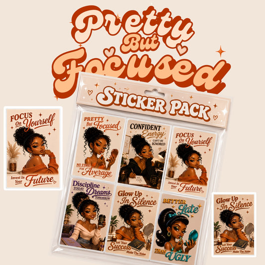 Pretty But Focused – Motivational Sticker Pack (Freebie)