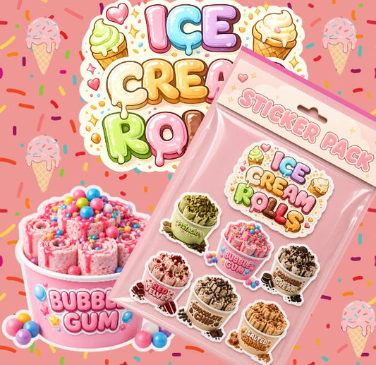 22 Premium Food & Drink Stickers Bundle | Tropical Drinks, Milkshakes & Ice Cream Rolls | Cute Kawaii PNG Digital Download