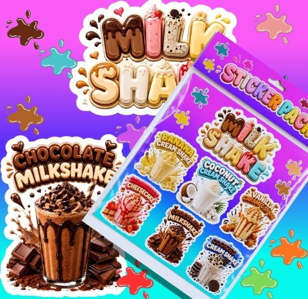 22 Premium Food & Drink Stickers Bundle | Tropical Drinks, Milkshakes & Ice Cream Rolls | Cute Kawaii PNG Digital Download
