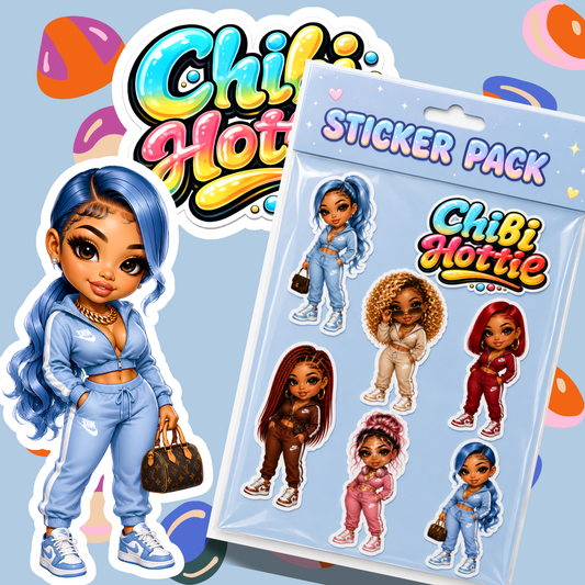 Chibi Hottie Sticker Pack PNG Bundle | Cute Fashion Girl Digital Stickers | Kawaii Scrapbook & Planner Stickers ( Freebie)