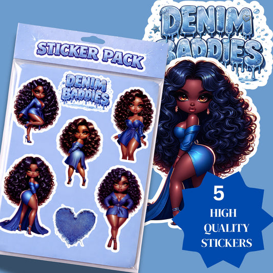 Denim Baddies Digital Sticker Pack | Fashion Doll Scrapbook Stickers Freebie