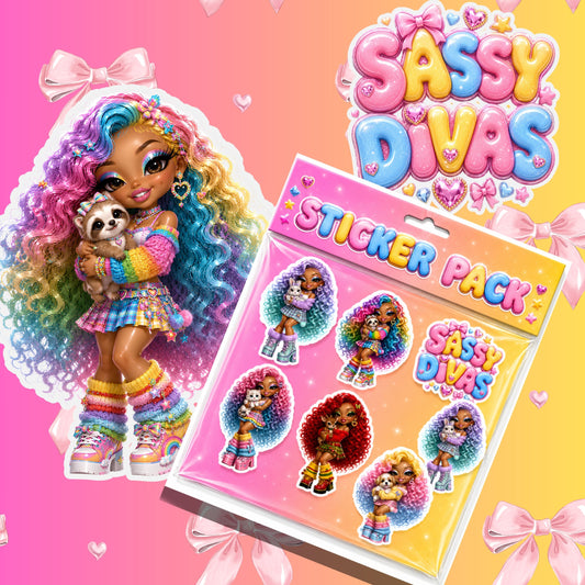SASSY DIVAS Digital Sticker Pack | Cute Chibi Fashion Girl Stickers | HD Printable Stickers (FREEBIE)
